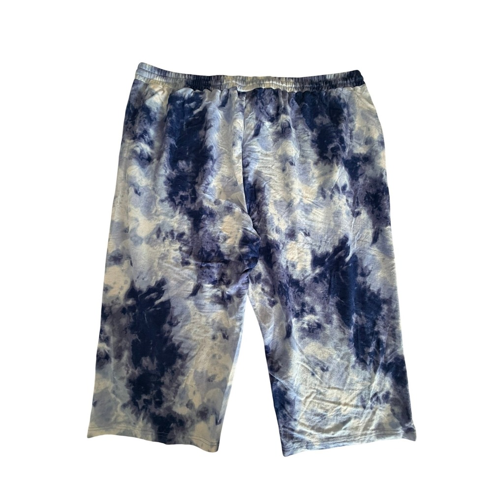 Belle Beach Kim Gravel Blue Tie Dye Cropped Lounge Pants 2X A603583 - Picture 7 of 8